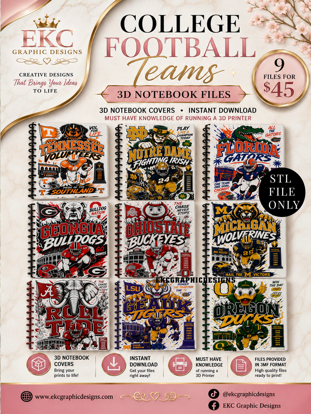 The College Football Collection (9 STL Files Only)