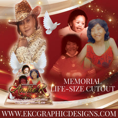 Red and Gold Memorial Life Size Cutout