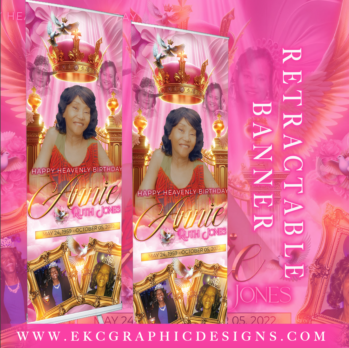 Pink Memorial Retractable Banner - Design and Print