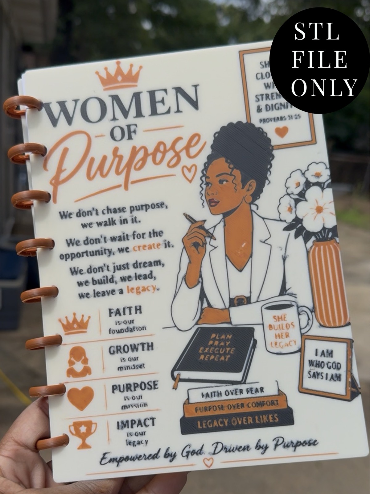 Women of Purpose Notebook STL FILE ONLY